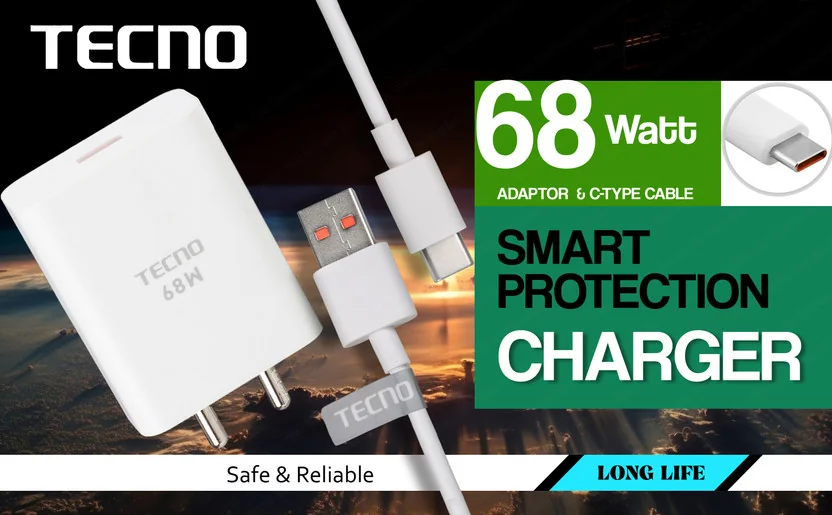 Tecno 68 W Supercharge 6.5 A Wall Charger for Mobile