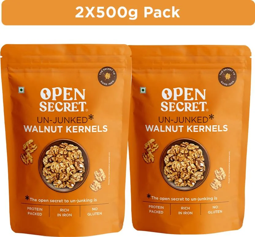 OPEN SECRET Akhrot Kernel Pack of 2 1 kg | High Protein Walnuts  (2 x 500 g) - Best Price ₹925 at Flipkart
