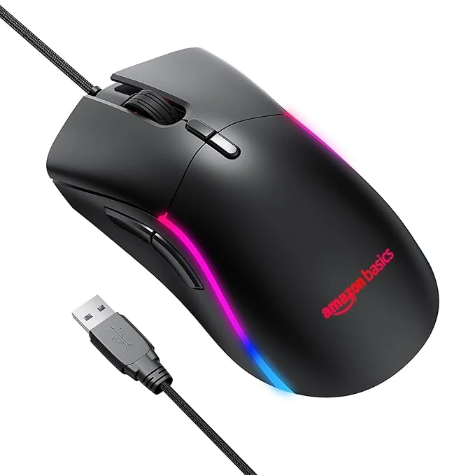 amazon basics - Pro Series - Mini Ultralight Wired Gaming Mouse - 8500 DPI Optical Sensor with 6 Programmable Buttons - Best Price ₹809 at Amazon