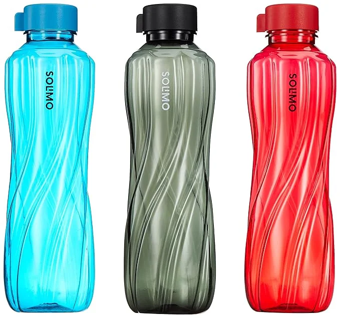 Amazon Brand - Solimo 1000 ml Plastic Water Bottle | Set of 3 |Multi Color - Best Price ₹209 at Amazon