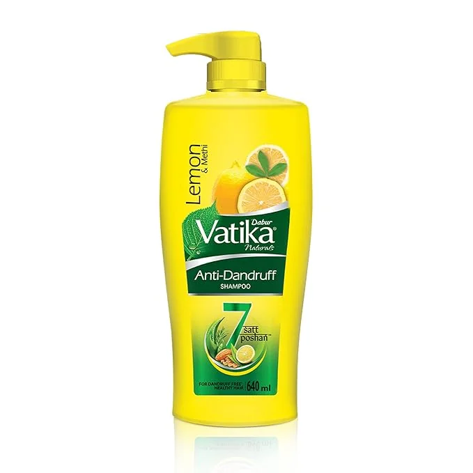 Dabur Vatika Anti-Dandruff Shampo - 640ml | Reduces Dandruff | Moisturises Scalp | Provides Gentle Cleansing, Conditioning & Nourishment to Hair | With Goodness of Lemon & Methi