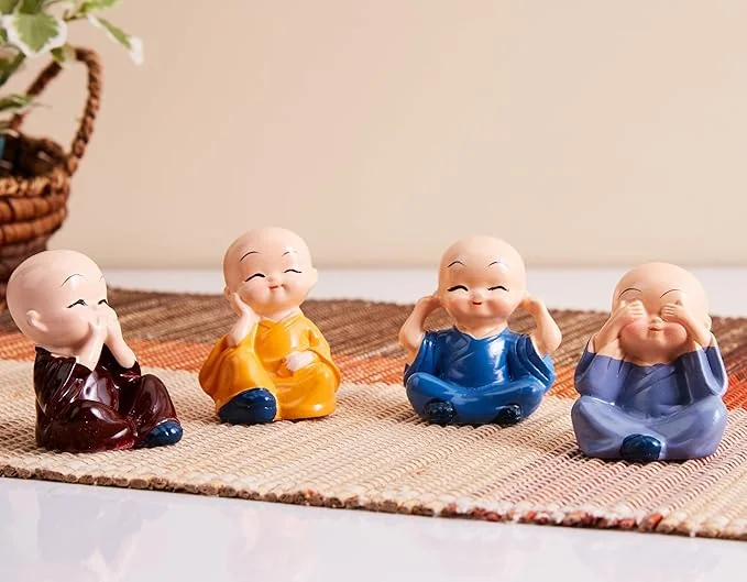 amazon basics Little Cute Meditating Baby Monk for Decoration (Pack of 4, Multi-Coloured) - Best Price ₹196 at Amazon