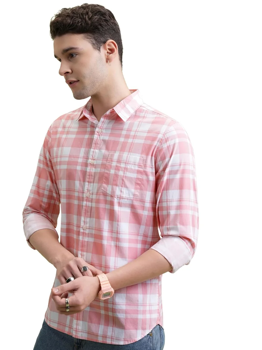 Highlander Men's Checkered Slim Fit PHSH000014 - Best Price ₹485 at Amazon