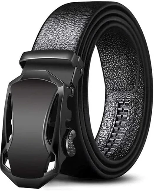 ZEVORA Men's Vegan Leather Belt for Men, Formal/Casual,Autolock,Black