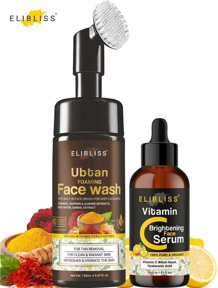 ELIBLISS Ubtan Face Wash for Dry Skin with Turmeric & Saffron + Vitamin C Face Serum - Best Price ₹122 at Shopsy