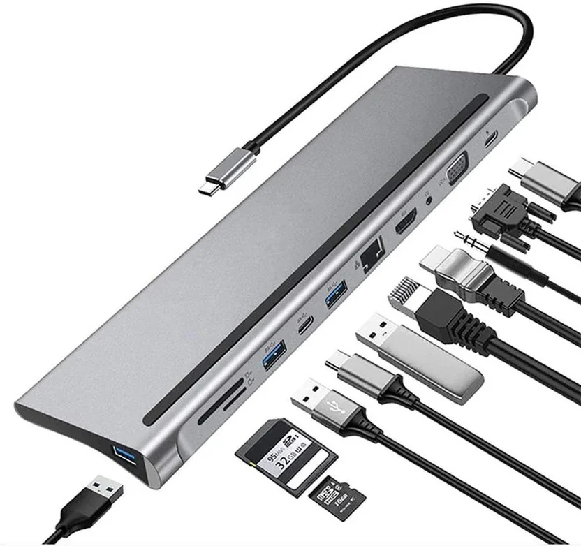 ELECTRO WOLF 11 in 1 TypeC Docking Station/Aluminum Mul...