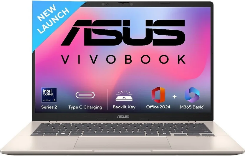 ASUS Vivobook 14 (2025) with Office 2024 + M365 Basic*, Backlit Keyboard, Intel Core Ultra 5 225H - (1...