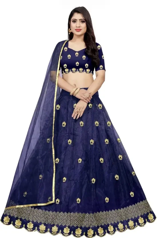 1 CARAT FASHION Embroidered Semi Stitched Lehenga Choli  (Blue) - Best Price ₹248 at Flipkart