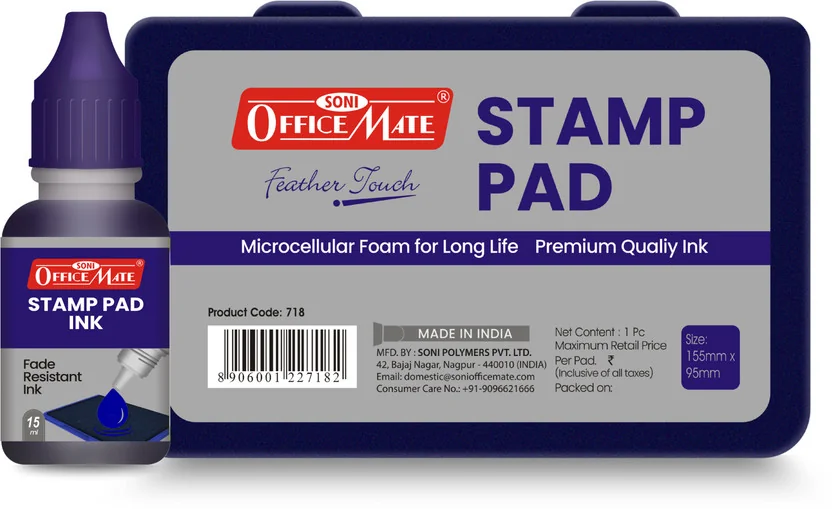 Soni Officemate Stamp Pad Combo-Large (155x95mm),with15...