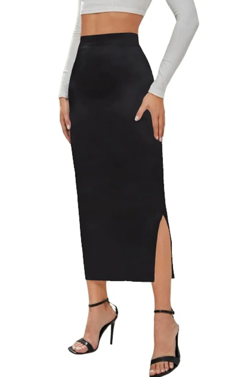 Women's Highwaist Midi Pencil Skirt Bodycon Like Saree Shapewear Petticoat Casual with Elastic Waist | Skirts for Women