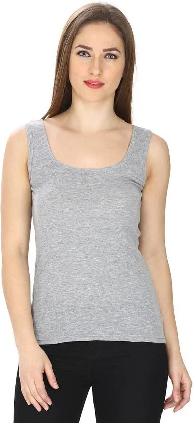alpha beauty lingerie Casual Sleeveless Solid Women Grey Top