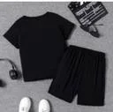 OSAMWEAR Boys Casual T-shirt Shorts  (Black)
