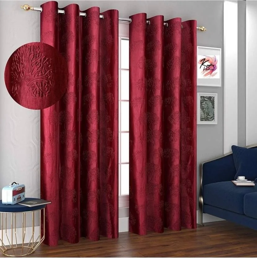 DTODEXPRESS 152.4 cm (5 ft) Window Polyester Room Darkening Curtain (Pack Of 2)  (Maroon, Floral) - Best Price ₹355 at Flipkart