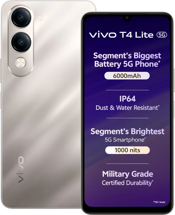 vivo T4 Lite 5G Charger in the Box (Titanium Gold, 128 GB)  (4 GB RAM) - Best Price ₹11999 at Flipkart