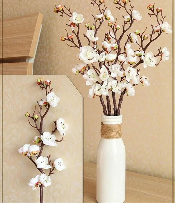 SATYAM KRAFT 3 Sticks Artificial Blossom Flower Bouquet Sticks for Diwali Decoration Setup for Home Decor, Bedroom, Living Room, Table, Office, Pooja Decor (Without Vase, Fabric) - Best Price ₹369 at Amazon