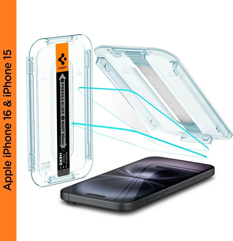 Spigen Tempered Glass Guard for iPhone 16, Apple iPhone...