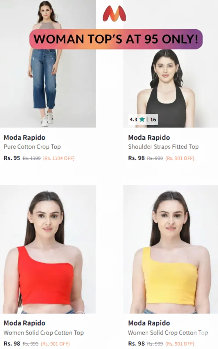 Woman Top's Starting at 95! - Best Price ₹699 at Myntra