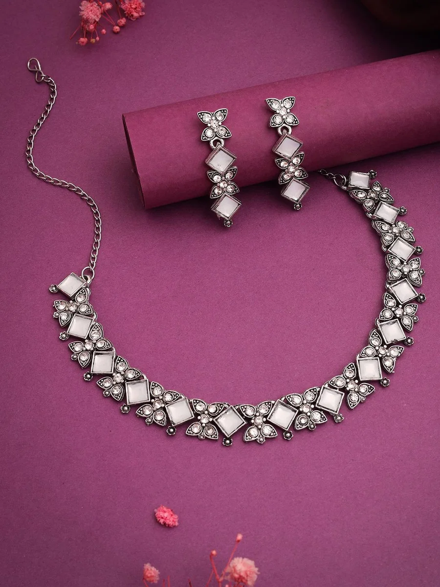 Silver-Plated American Diamond Studded Jewellery Set - Best Price ₹599 at Myntra
