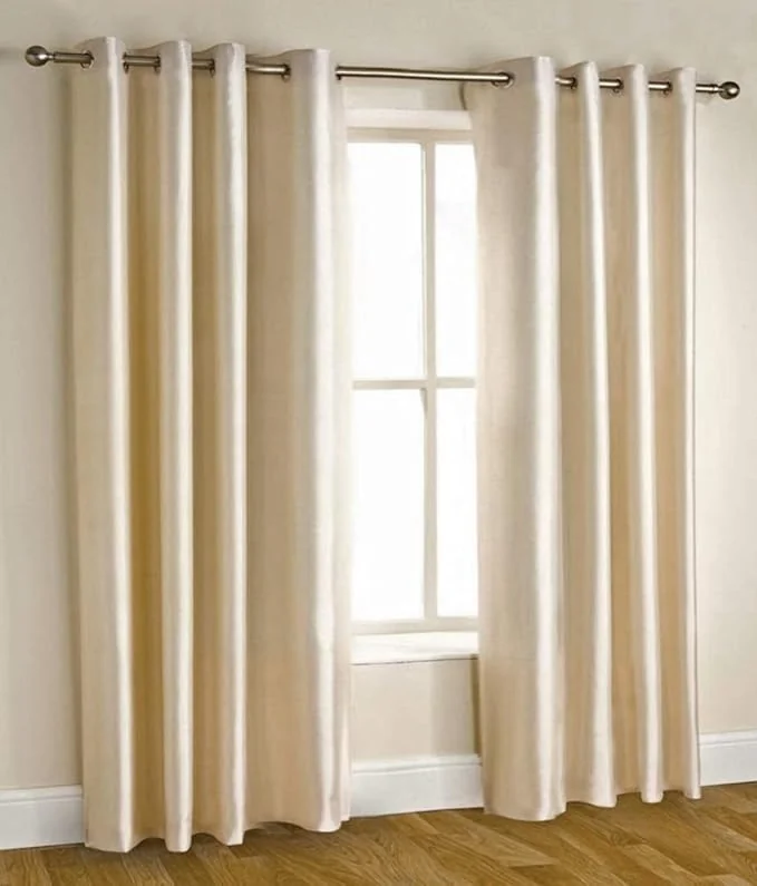 Homefab India Pack of 2 Royal Silky Cream Door Curtains with Stainless Steel Eyelets - 7 feet - Best Price ₹478 at Amazon