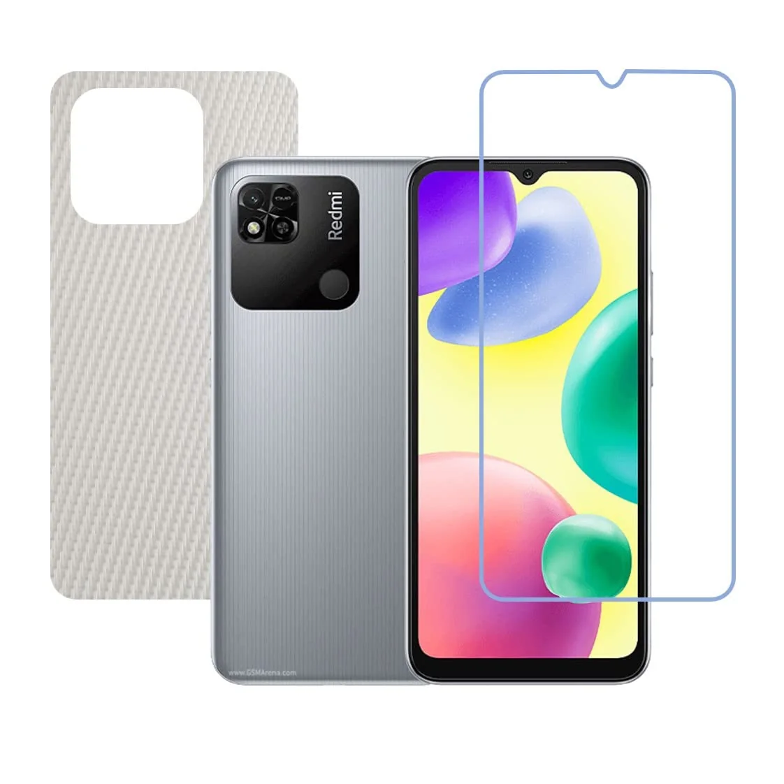 DVTECH? (Front and Back) 9H Front and TPU Carbon Fiber Back Skin Protective Ultra Clear Unbreakable Screen Guard For Xiaomi Redmi 10A (Not a Tempered glass)