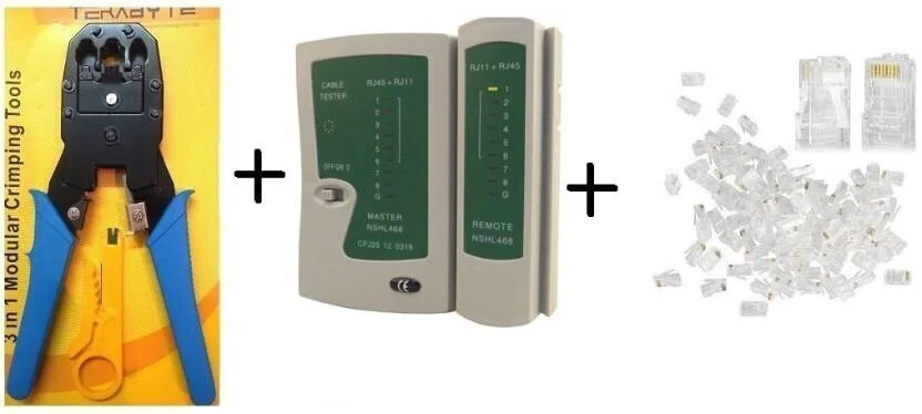 GoodsBazaar Lan Cable Tester + Crimping Tool + 50 RJ45 ...
