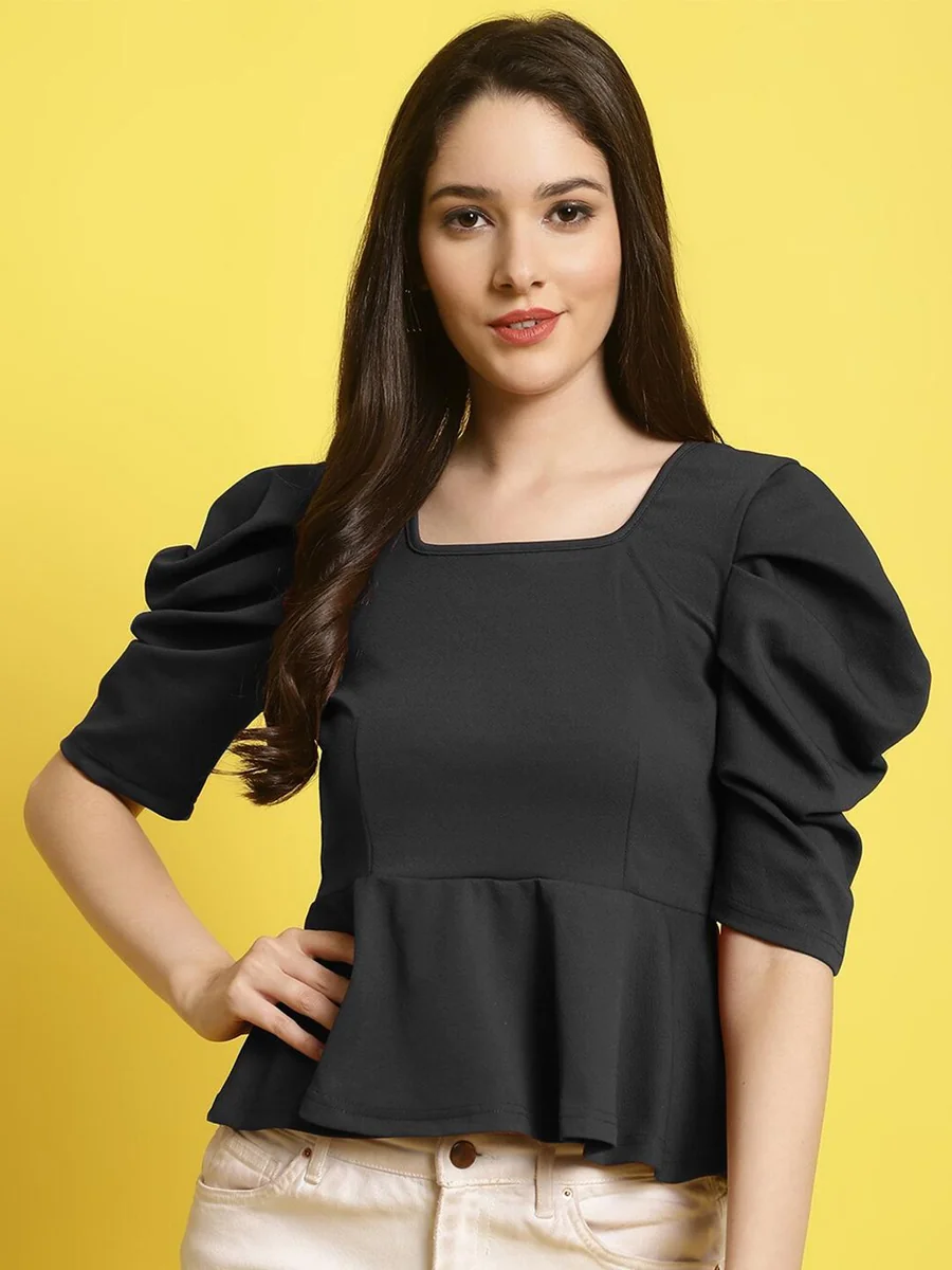 Women Square Neck Casual Puff Sleeve Top - Best Price ₹222 at Myntra
