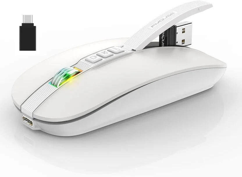 FKU 2.4GHz Wireless + Bluetooth 5.1 Mouse, Multi-Device...