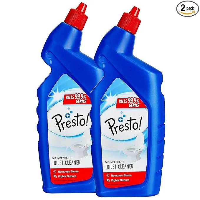 Amazon Brand - Presto! Disinfectant Toilet Cleaner, Original | 2 Litre | 1 L X 2 Packs | Kills 99.9% Germs | Removes Tough Stains | Provides Long Lasting Freshness - Best Price ₹229 at Amazon
