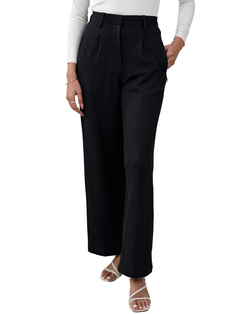 Trousers for Woman | Womens High Rise High Waist Flared Korean Style | Formal Pant for Women Office Wear| Track Pants for Womans Elegant for College & Events (Available in Plus Size)
