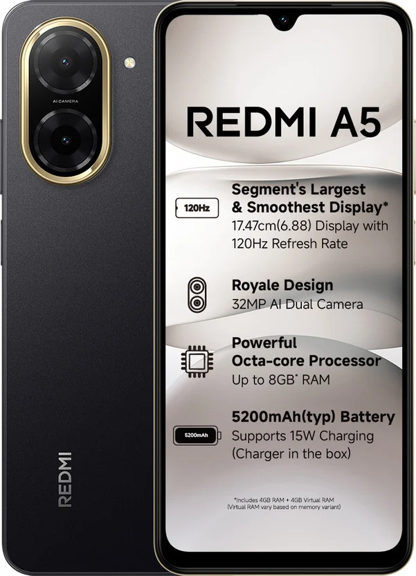 REDMI A5 (Just Black, 128 GB)