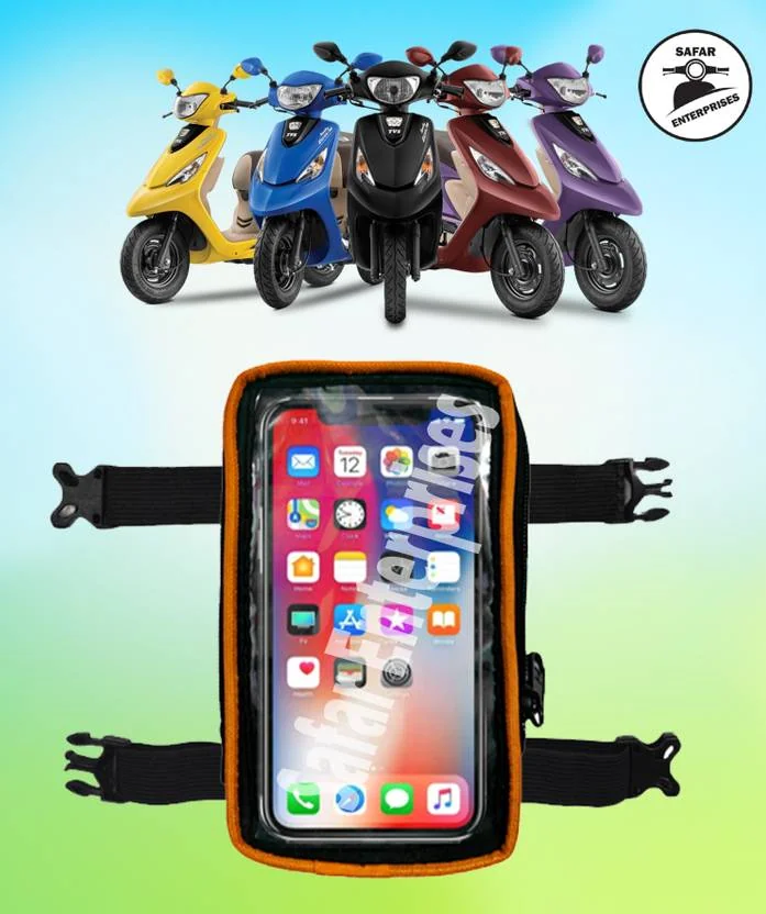 Safar Enterprises Universal Water Resisant Mobile Holder / Pouch-Bag for All Scooter Scooty Bike Bike Mobile Holder  (Orange)