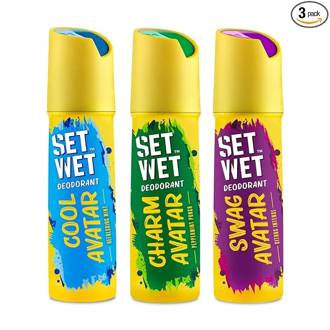 SET WET Deodorant Spray Perfume Cool, Charm & Swag Avatar for men, 150ml (Pack of 3) - Best Price ₹222 at Amazon