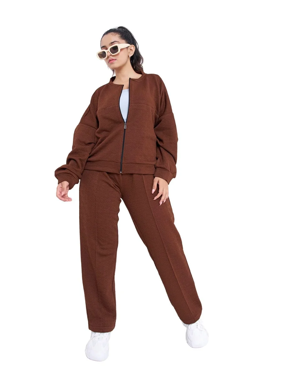 Co-ord Set for Women Stylish | Oversized Loose Fit Cotton Winter Hoodie set | Woolen Sweatshirts & Hoodies & T-Shirt For Girl | Casual Solid Full Sleeves Women Stylish Hoodie with Pocket