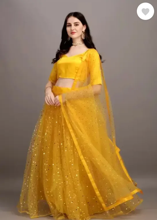 Vihat Fashion Embellished, Self Design Semi Stitched Lehenga & Crop Top  (Yellow) - Best Price ₹304 at Flipkart