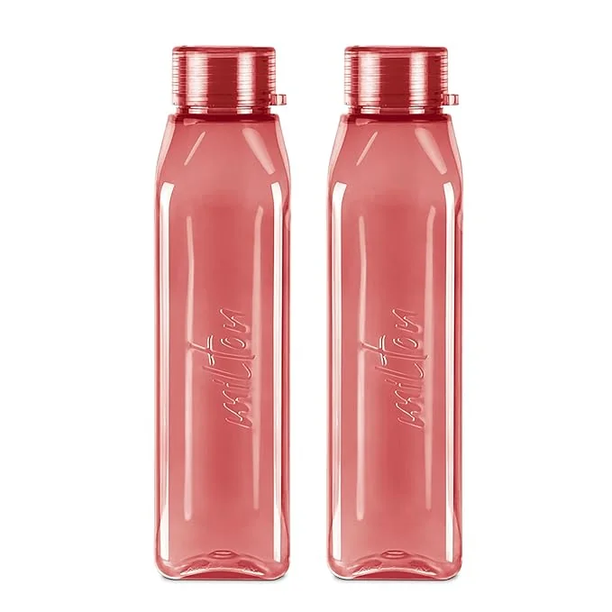MILTON Prime Water Bottles Pack of 2, 1 Litre Each, Burgundy, Reusable Plastic Fridge Bottle Set, BPA Free and Leak Proof Waterbottles for School, Travel, Work - Best Price ₹156 at Amazon