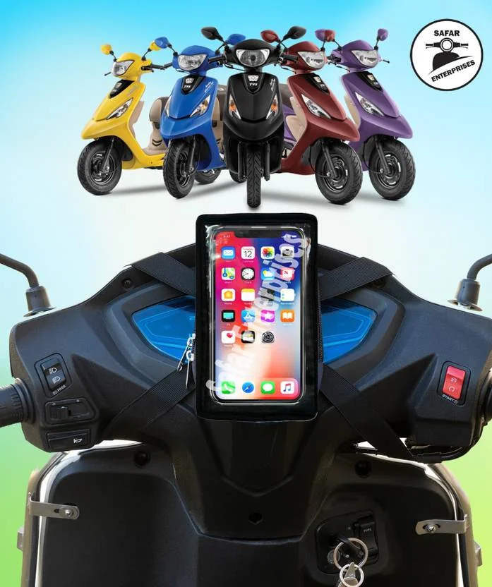 Safar Enterprises Universal Water Resisant Mobile Holder / Pouch-Bag for All Scooter Scooty Bike Bike Mobile Holder  (Black)