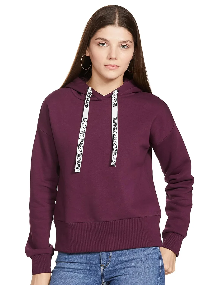 Amazon Brand - Symbol Women Cotton Blend Regular Fit Hooded Sweatshirt - Best Price ₹399 at Amazon