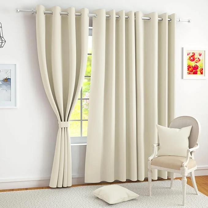 Story@Home Blackout Window Curtains 5 Feet Long Set of 1 | Plain Printed | 70% Room Darkening Curtain | Thermal Insulated | Curtains for Living Room | (118 x 152 cm, Beige) | Perfect for Home Decor - Best Price ₹550 at Amazon