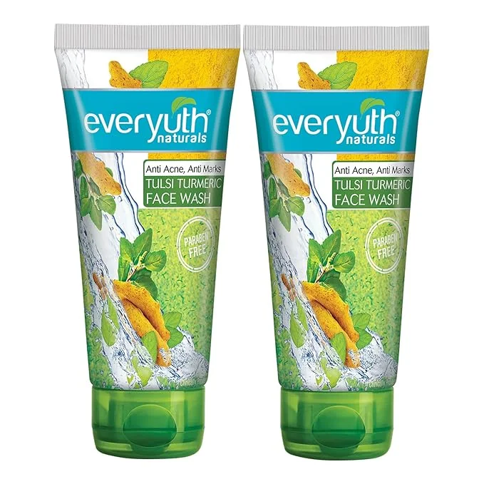 Everyuth Naturals Anti Acne,Anti Marks Tulsi Turmeric Face Wash|Gentle Exfoliation & Blemish Control|Paraben free|For Oily,Dry,Normal,Combination & Sensitive Skin|100% Soap Free - 150 g (Pack of 2) - Best Price ₹180 at Amazon