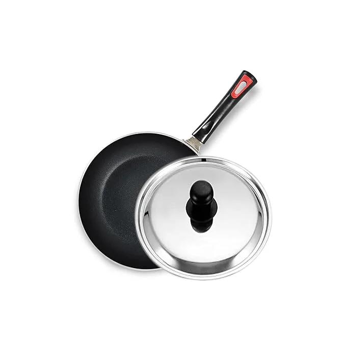 kyyte Non-Stick Alpha Frying Pan 20 cm/1.25 Liters with SS Lid. Gas Stove Compatible. - Best Price ₹452 at Amazon
