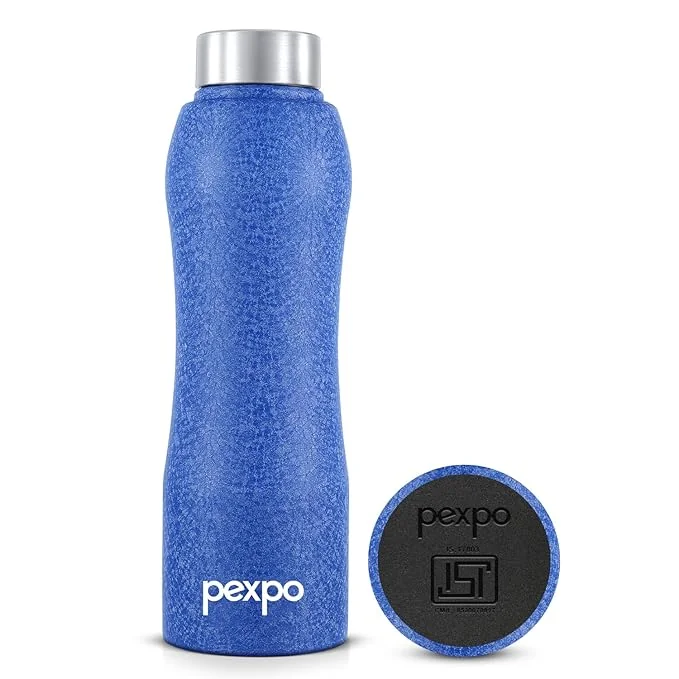 Pexpo Bistro ISI Certified Stainless Steel Fridge/Sports Water Bottle 1 Litre, Blue | Single Walled | Easy Grip | Leakproof Water Bottle for Home, Office, Gym, School, Yoga, Hike, Men,Women&Kids - Best Price ₹260 at Amazon