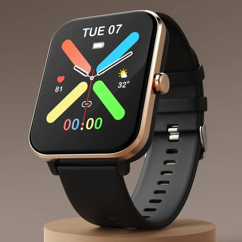 Fire-Boltt Ninja Calling Pro Plus 46.5mm (1.83) Display Bluetooth Calling, AI Voice Smartwatch  (Gold Black Strap, Free Size) - Best Price ₹999 at Flipkart