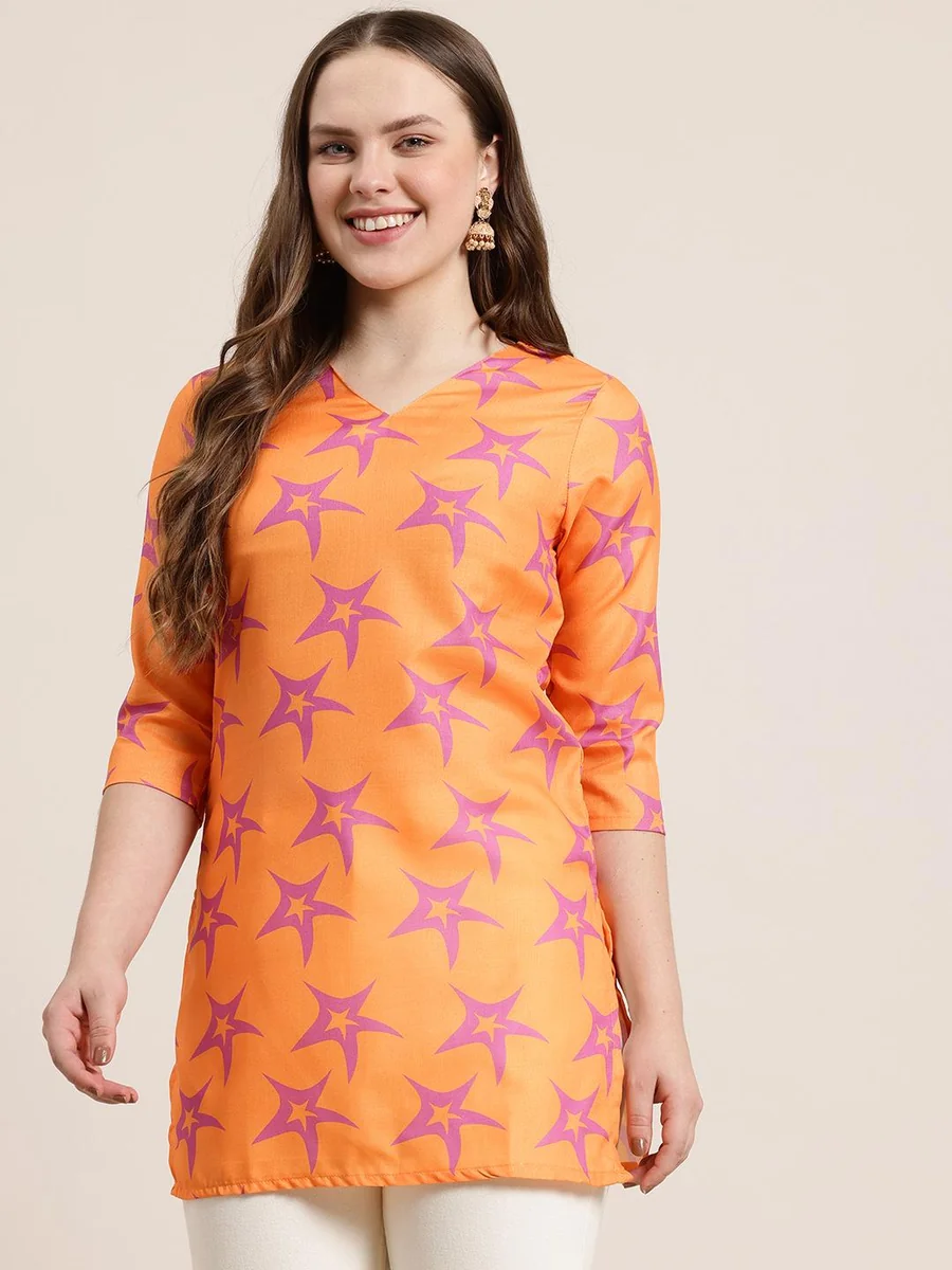 Printed Straight Short Kurti - Best Price ₹174 at Myntra
