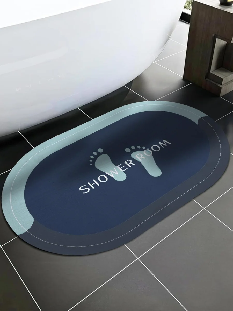 Black & Blue Printed Non-Slip Bath Mat - Best Price ₹119 at Myntra