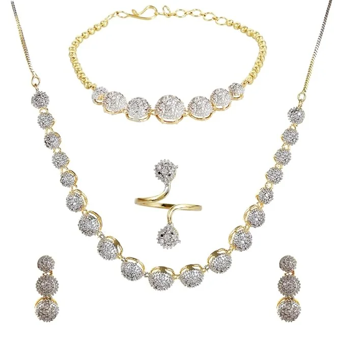 YouBella Jewellery Set for Women American Diamond Combo of Choker Necklace Set with Earrings, Bracelet and Ring for Girls and Women - Best Price ₹345 at Amazon