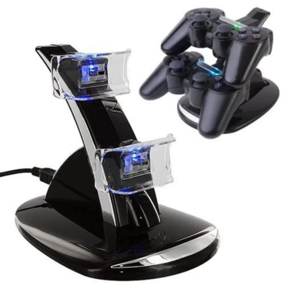Porro Fino LED Charger Dock Station Dual USB Fast Charging Stand for PS4 Controller.