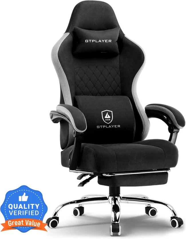GTPLAYER "Cloud Gaming Chair with Footrest Spring Cushi...