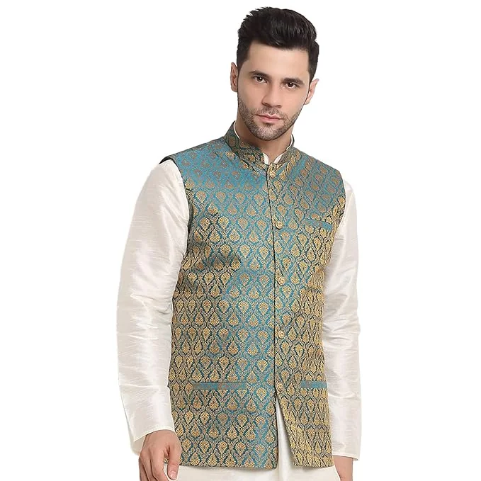 KRAFT INDIA Men Silk Blend Paisley Nehru Jacket Only - Best Price ₹758 at Amazon