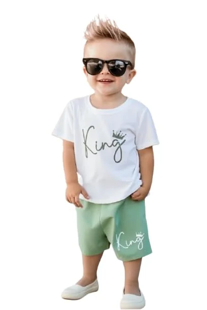 HIGHLIGHT COLLECTION Boys Cotton King Printed Round Neck Half Sleeve T-Shirt with Shorts – Comfortable & Stylish Outfit for Boys Ideal for Casual Wear Outdoor Play Summer Adventures - Best Price ₹175 at Amazon