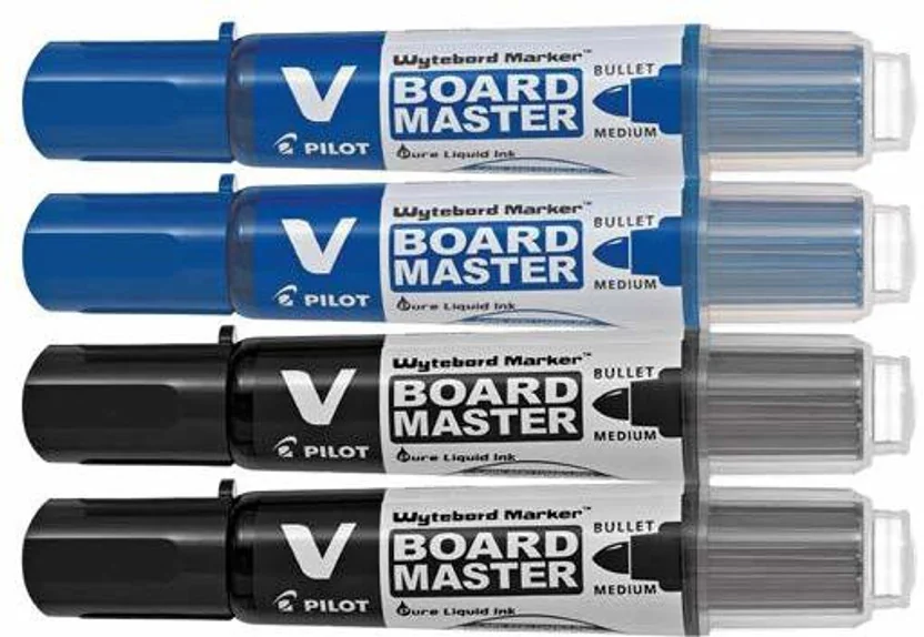 PILOT V-Board Master Pack of 4 (Blue-2, Black-2)